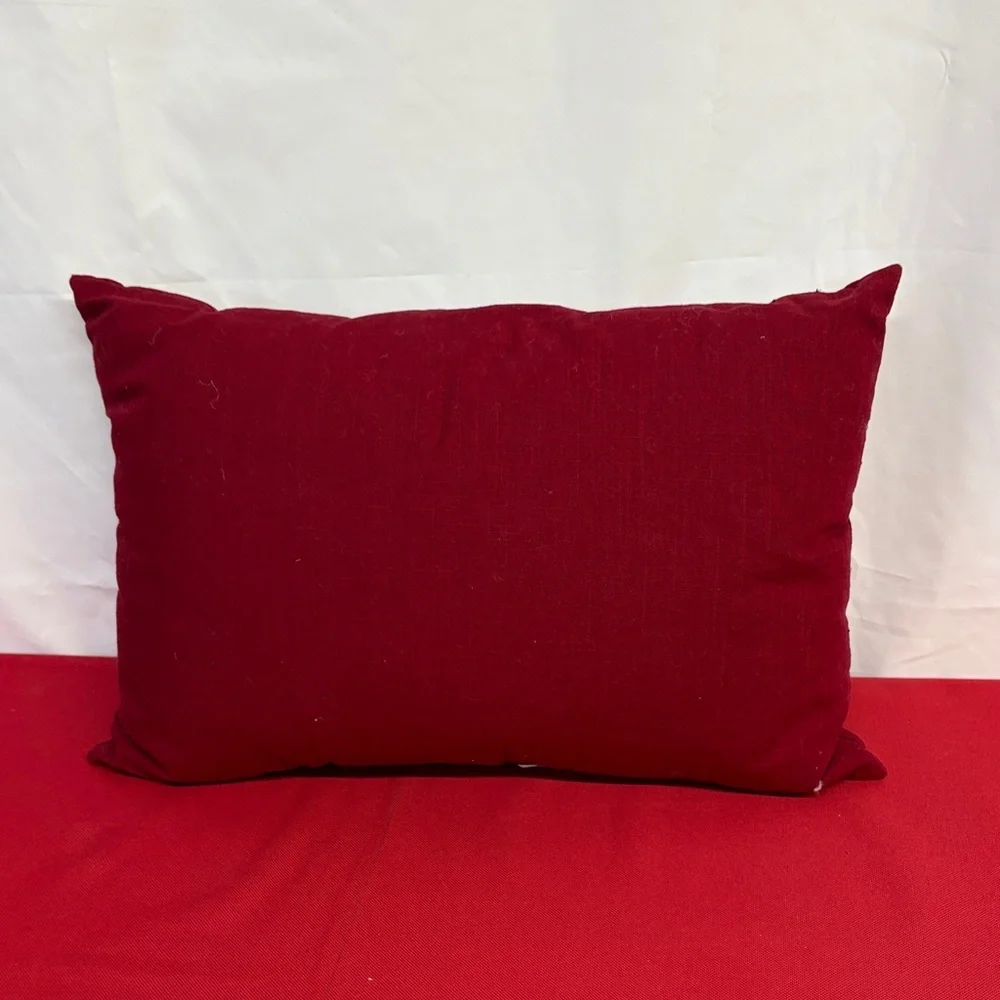 Festive Red Merry Christmas Pillow 18x12x5
